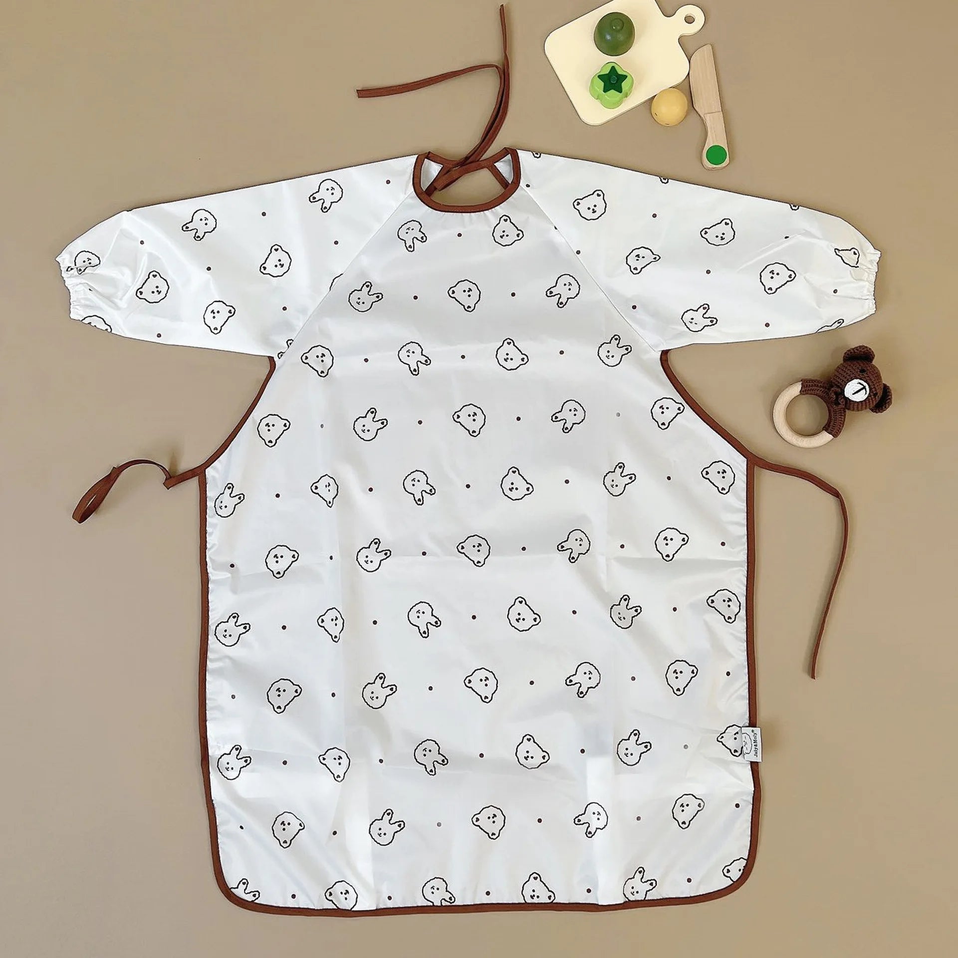 Feeding Bib for Baby Boys Girls 6-36Month Waterproof Bib Apron Smock with Table Cover Infant Mess Free Full Coverage Bib