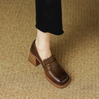 Shoes for Women Retro British Style Thick High Heels Loafers Platform Leather Shoes 2024 summer new French Square Toe Women Shoe