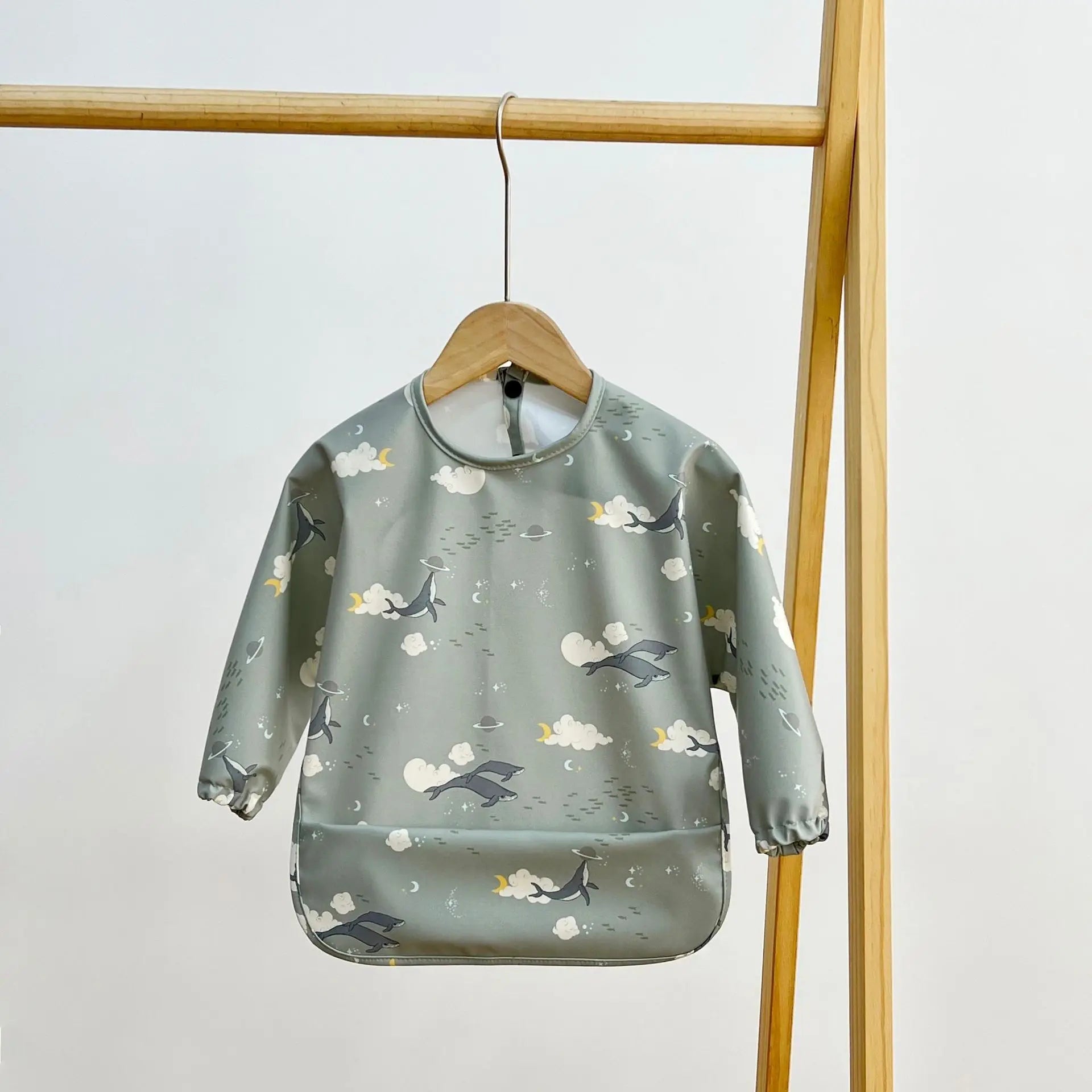 2025New Solid Color Painting Smock Baby's Soft Waterproof Long Sleeve Art Smock Feeding Bib Apron for Kids Accessories