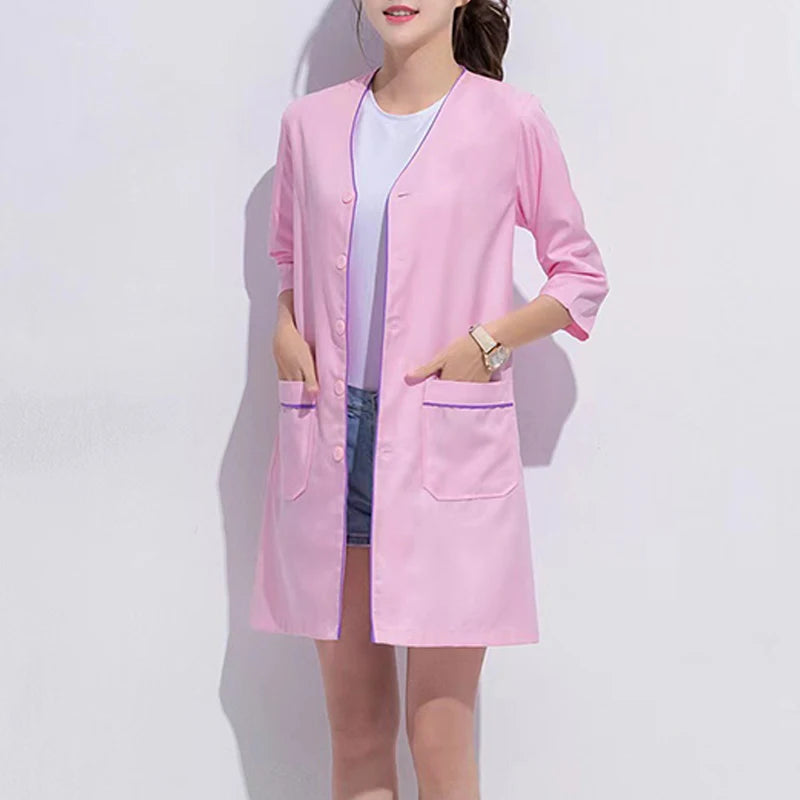 Beauty Salon Beautician Overalls Hairdressing Spa Massage Therapist Health Work Uniform Nail Salon Long / Short Sleeves Coats