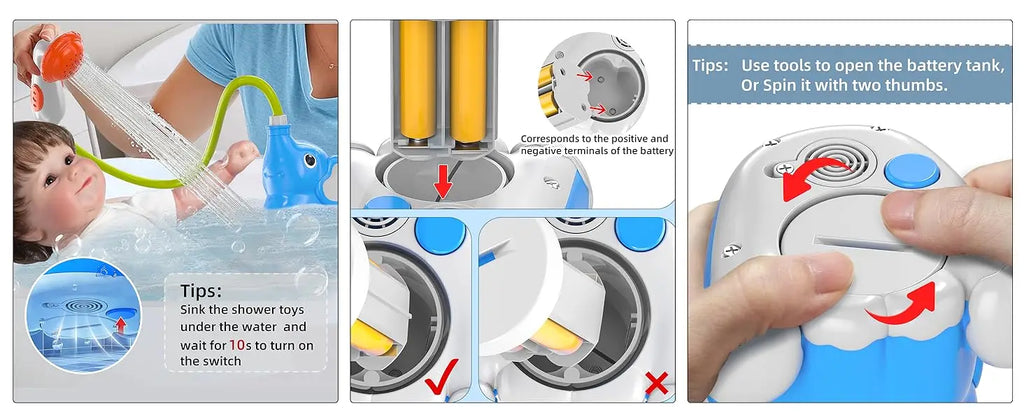 Baby Bath Shower Head Toys for Kids Ages 2-4, Bath Toys for Infants with Elephant Water Pump for Kids 3-5, Kids Bath Toys