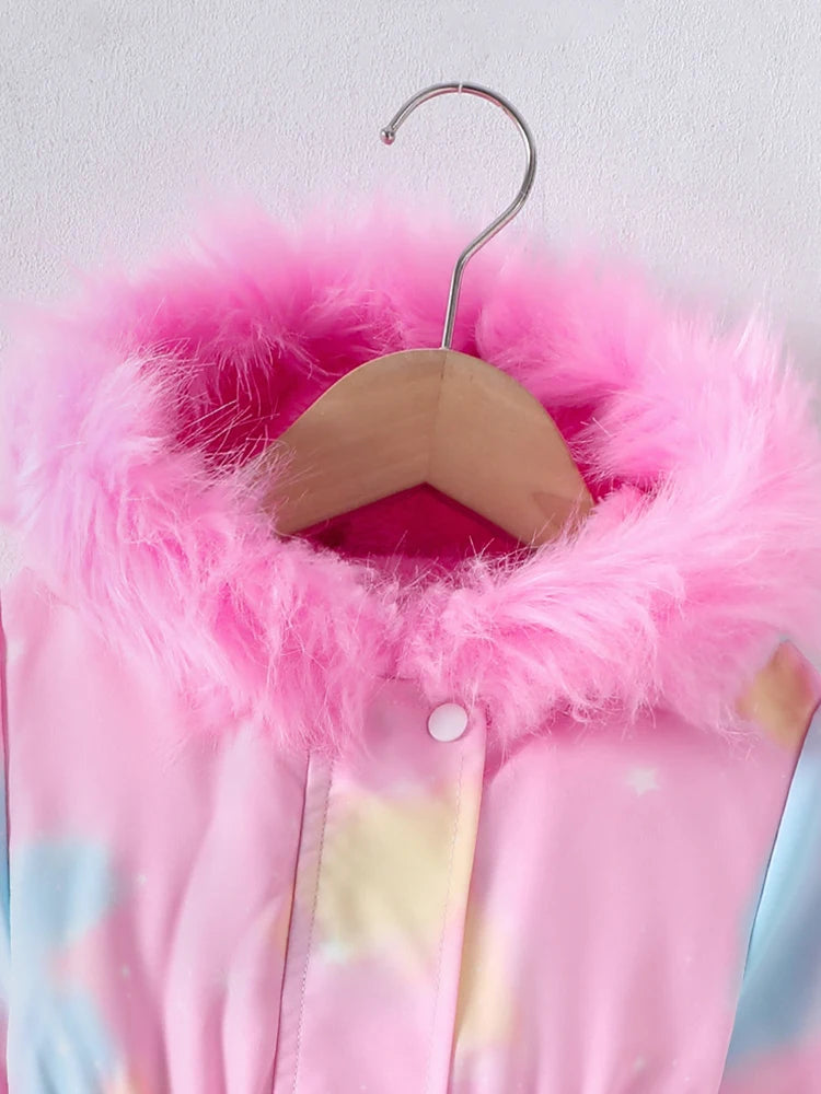 Children's Coat Girls Long Outerwear Winter Autumn Cotton Clothes Girls Pink Unicorn padded Coats Big Thicken Warm Child Jacket