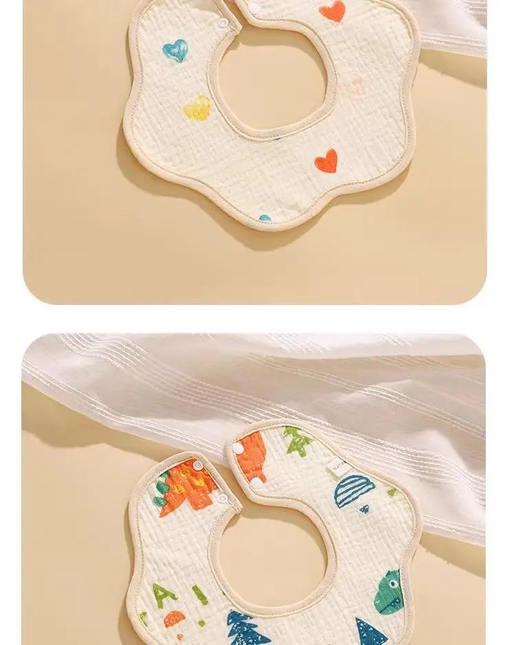 Baby saliva towel cotton bib gauze newborn waterproof spit milk rotating bib cute bib for boys and girls. baby bibs  baby stuff