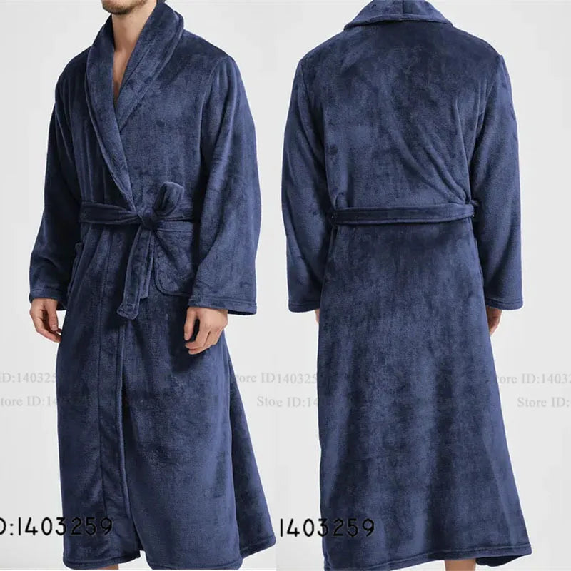 Winter Thicken Flannel Long Robe Couple Sleepwear
