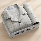 Men's Thin Cotton Pajamas Long Sve Long Pants Two-Piece Set Casual