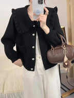 Women Jackets New Long Sleeve Doll Collar Women Jacket Black Elegant Jacket Coat Women Jaqueta Feminina Chaquetas De Mujer Q2180