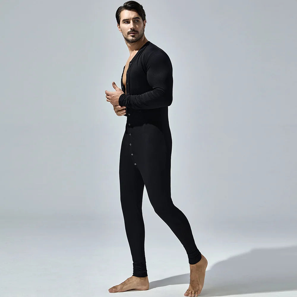 New Men's One-Piece Pajamas Home Fitness Wear Men's Bodysuit