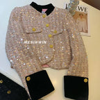 Thickened Coat Heavy Embroidery Sequins Short Coat 2024 New Tweed Top