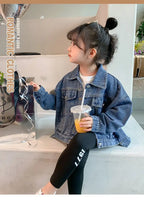 Girl Denim Jacket Spring and Autumn Children's Casual Jeans Clothes Little Girl Baby Denim Coat