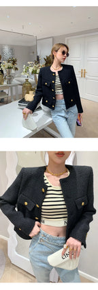 Coat Women Winter Jacket New Autumn and Winter Korean Women's Single-breasted High-quality Chic Tweed Retro Top Coat Women 2024