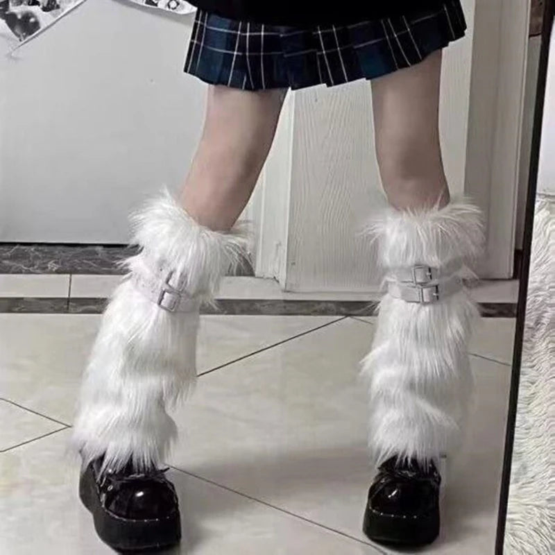 Faux Furs Leg Warmer,Warm Soft Cozy Fuzzy Leg Warmer Boot Cuffs Cover for Women Party Costumes Boot Sleeves Boot Covers