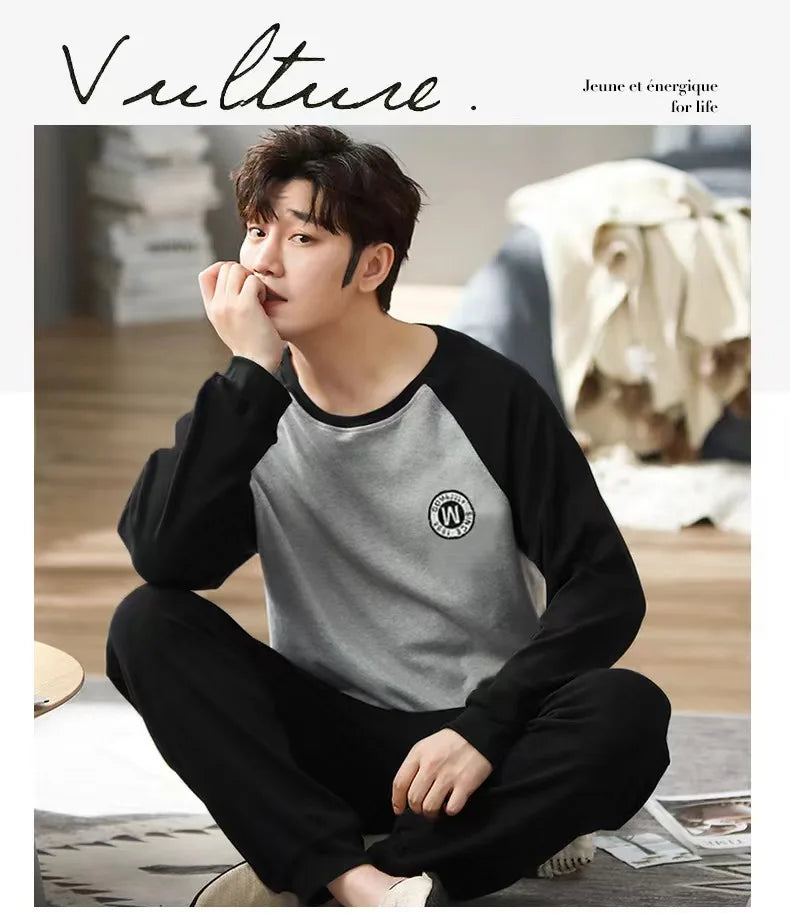 Pajamas Men Long Sleeves and Trousers