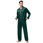 Men Pajamas Set Silk Satin Sleepwear