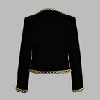 Modigirl Woman Fall Winter Gold Embroidered Jackets 2025 New Velvet Long Sleeve Round Neck Button Christmas Holiday Ladies Coat