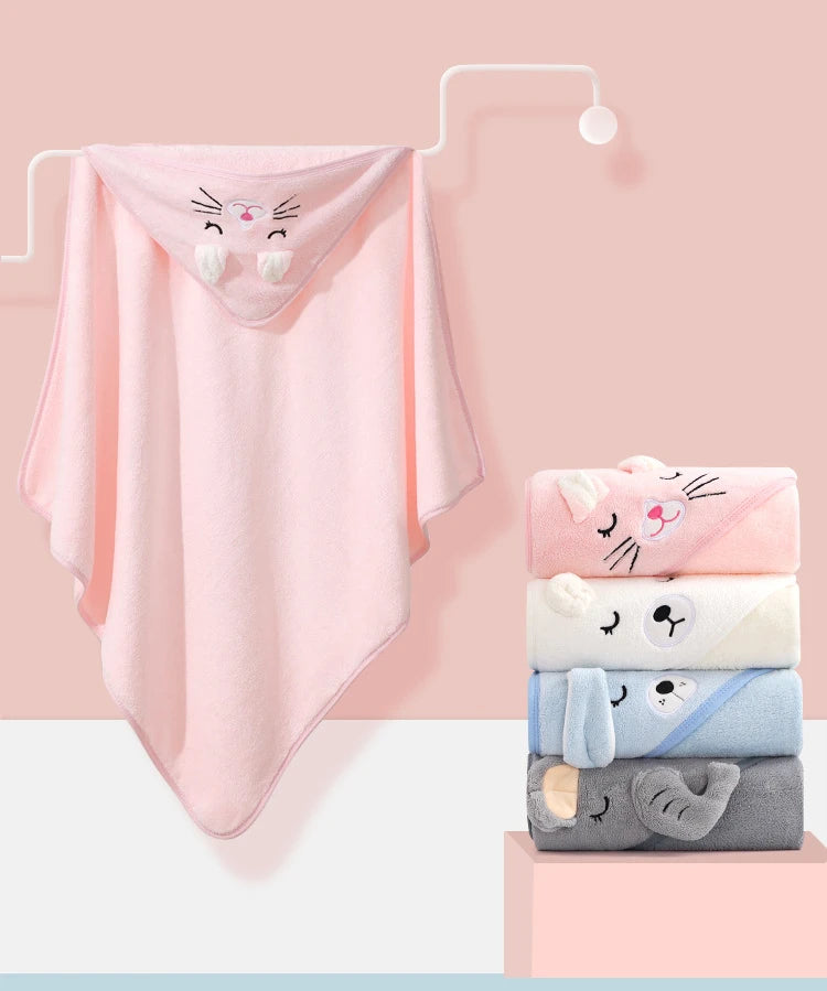 Newborn Baby Bath Towel Cartoon Baby Swaddle Kids Bathrobe Fleece Blanket Warm Sleeping Swaddle Wrap for New Born Boys Girls