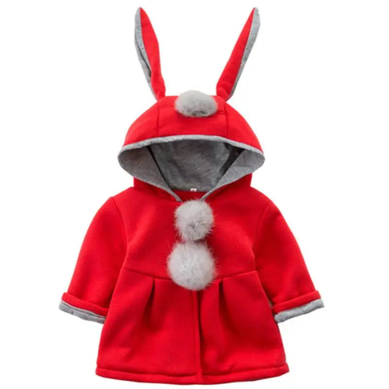 2025 Children's Jacket Autumn And Winter New Girls Cotton Cartoon Rabbit Ears Jacket infant Thick Hooded Cotton Coat 0-5Y