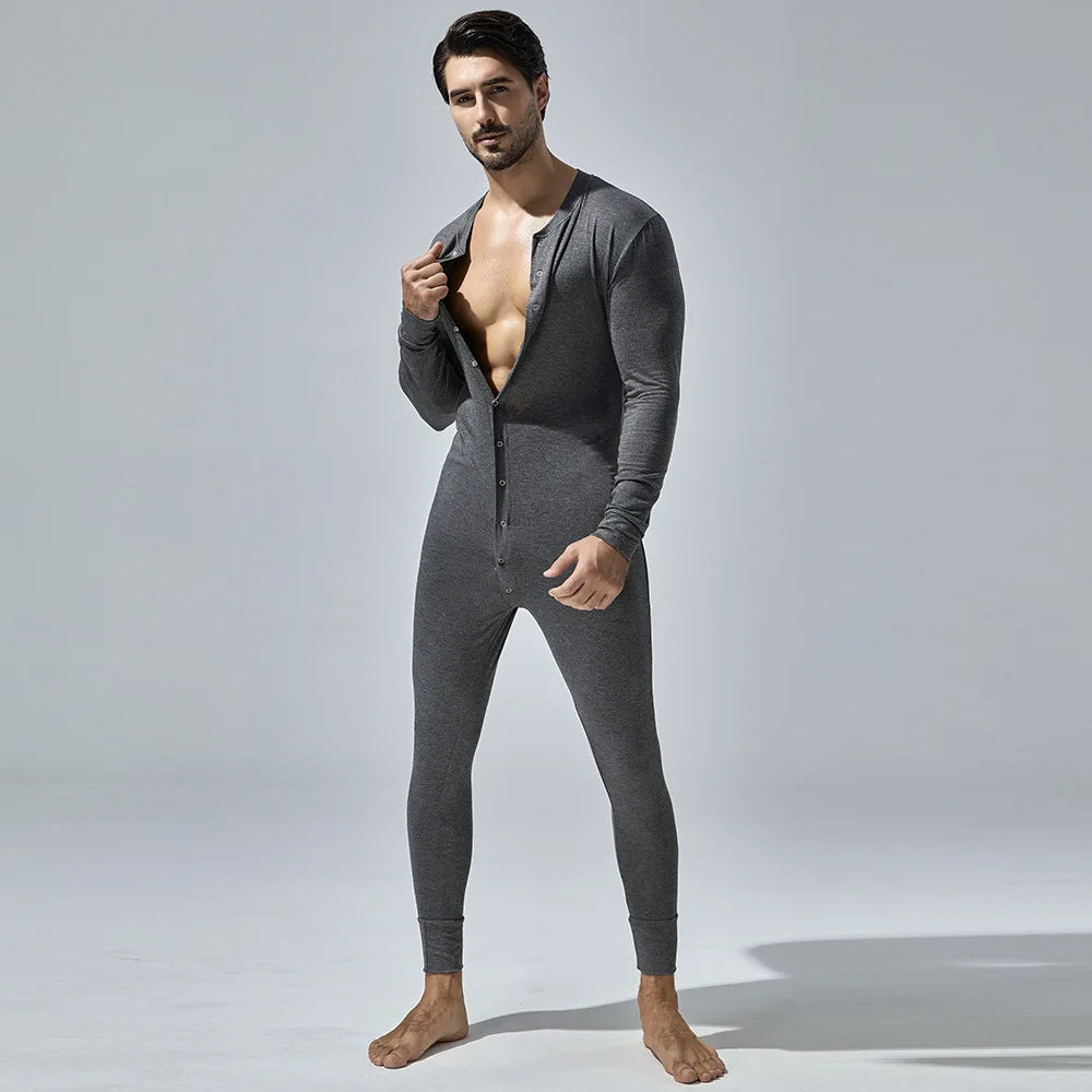 New Men's One-Piece Pajamas Home Fitness Wear Men's Bodysuit