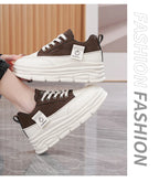 Shoes2025 Women Autumn Trend New Woman Flats Shoes Chunky Lace-up Soft-sole Casual Sneakers Female Vulcanized Shoe Walking Shoe