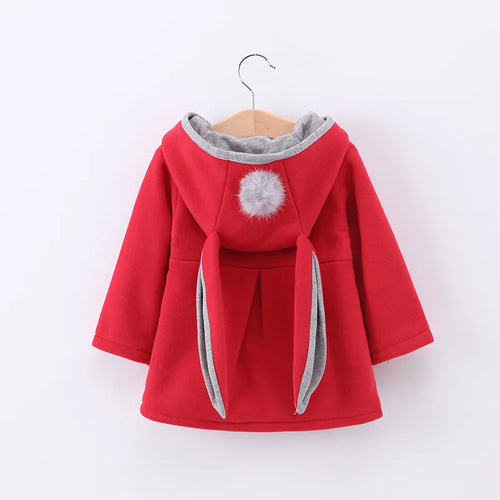 2025 Children's Jacket Autumn And Winter New Girls Cotton Cartoon Rabbit Ears Jacket infant Thick Hooded Cotton Coat 0-5Y