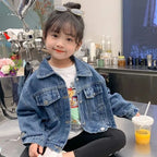 Girl Denim Jacket Spring and Autumn Children's Casual Jeans Clothes Little Girl Baby Denim Coat