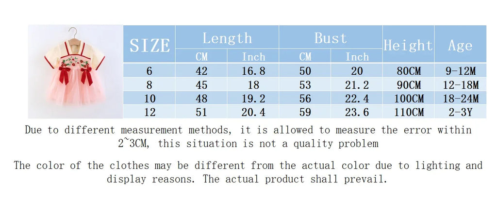 Children's Clothing Girl's Dress Summer New Cute Small Bow Flower Embroidery Improved Version Hanfu Ru Skirt