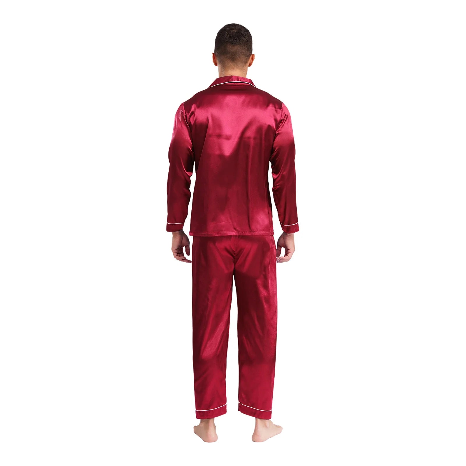 Mens Satin Pajamas Set Two Pieces Sleepwear