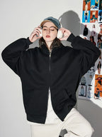 Women's Fashion Warm Hooded Jacket Fall Autumn Winter Gray Long Sleeve Pocket Double Zipper Jacket Commuter Casual Women Jacket