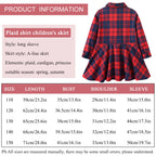 Girl's Shirt,Long Sleeve Girls Checked Dress,Fashion Sweet Teens Blouse,Lapel Letter Print Children's Plaid Tops,Princess Dress