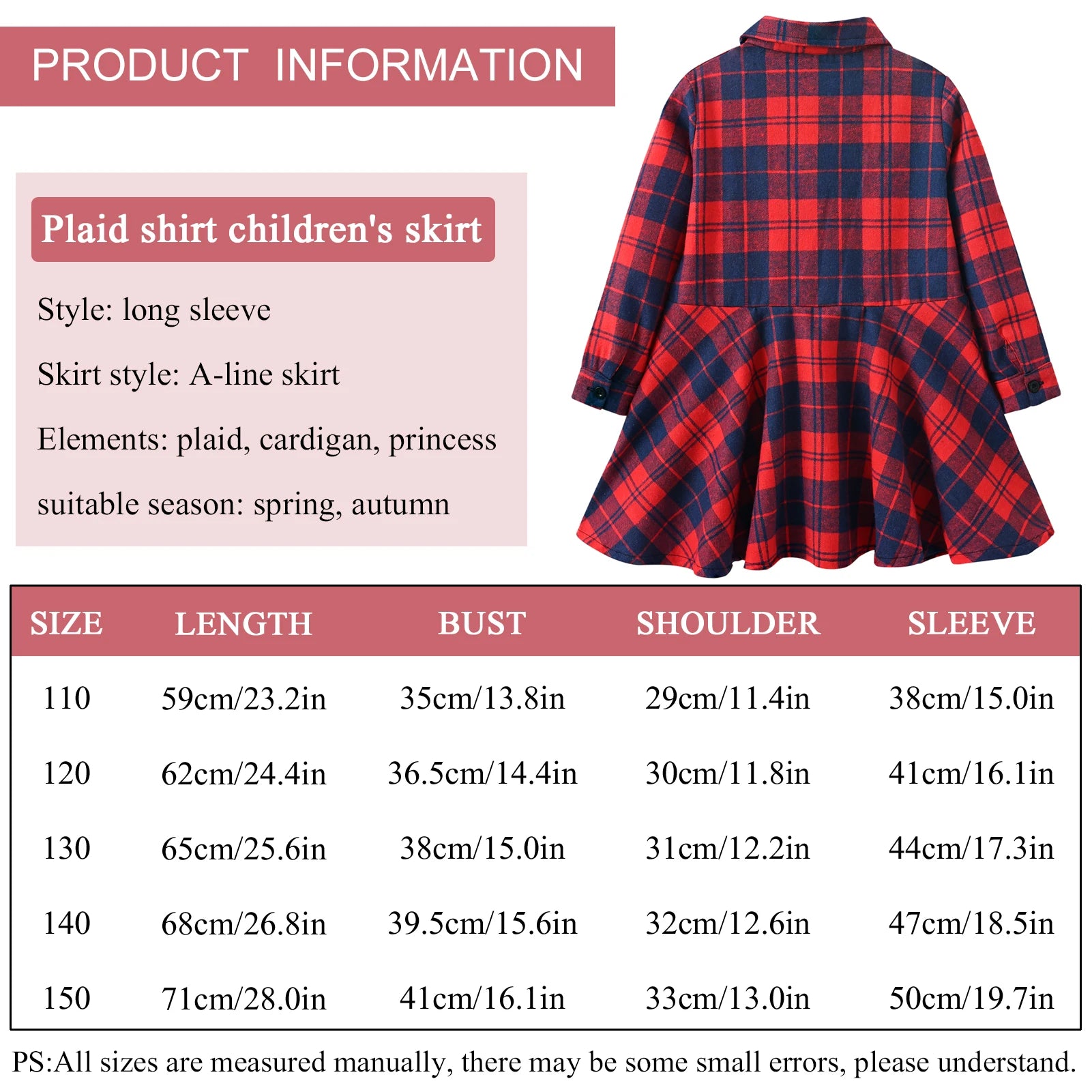 Girl's Shirt,Long Sleeve Girls Checked Dress,Fashion Sweet Teens Blouse,Lapel Letter Print Children's Plaid Tops,Princess Dress