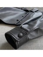 Nerazzurri Spring Autumn Brown Short Soft Pu Leather Jacket Women Long Sleeve Pocket Loose Casual Korean Fashion Clothing 2025