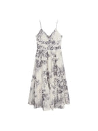 Retro Watercolor Painting Strap Dr Women's Summer New High-End Feeling Waist-Cinching Slimming Holiday Long Dr
