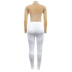Women's Glittery Rhinestones Gymnastics Jumpsuit Sheer Mesh Patchwork Mock Neck Long Sleeve Dance Rompers One-piece Bodysuit