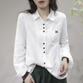 Women's Shirt Spring and Autumn Casual Literary Retro Cotton Fashion Versatile Fashionable Top