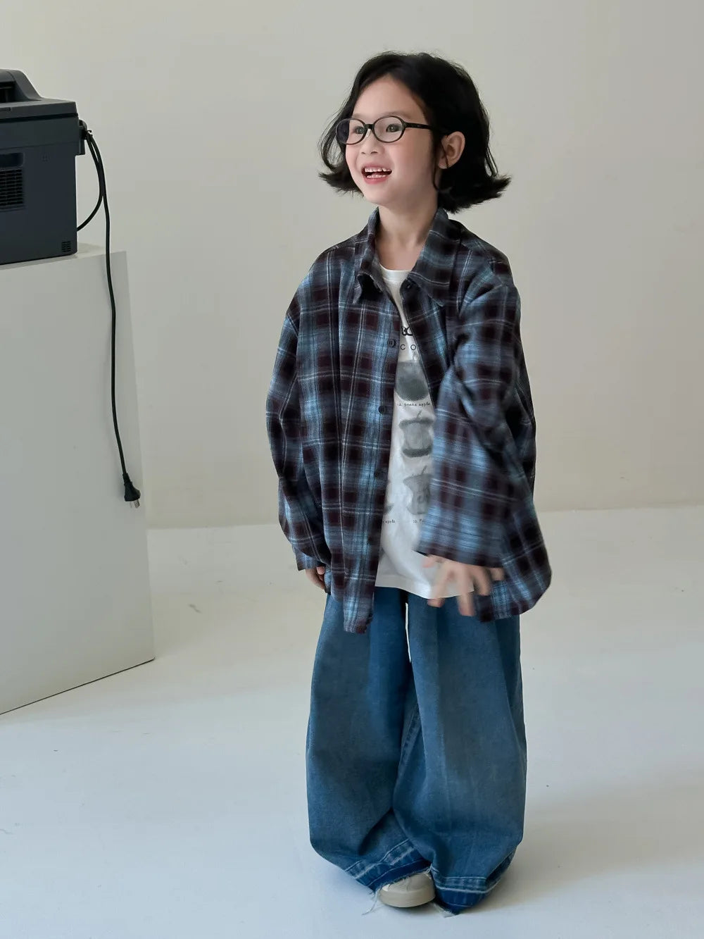 Children's Shirt 2024 Autumn Boys and Girls Korean Version Velvet Plaid Shirt Children's Casual Versatile Loose Long Sleeve Top