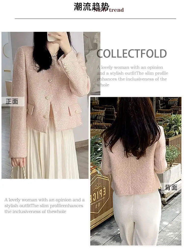 Jacket Women's Autumn 2025 New High-end Temperament Socialite Short Slim-fitting Casual Tweed Top