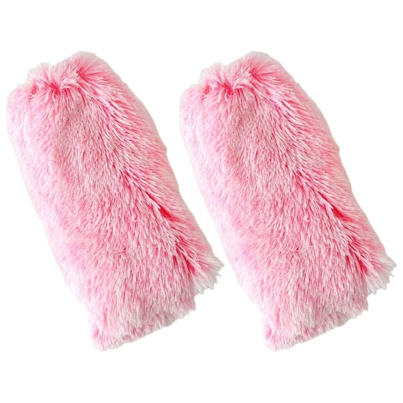 Colorful Furry Plush Leg Warmers Women Girl Winter Soft Thick Fuzzy Boot Cuffs Leg Sleeves Covers Footless Calf Socks Streetwear