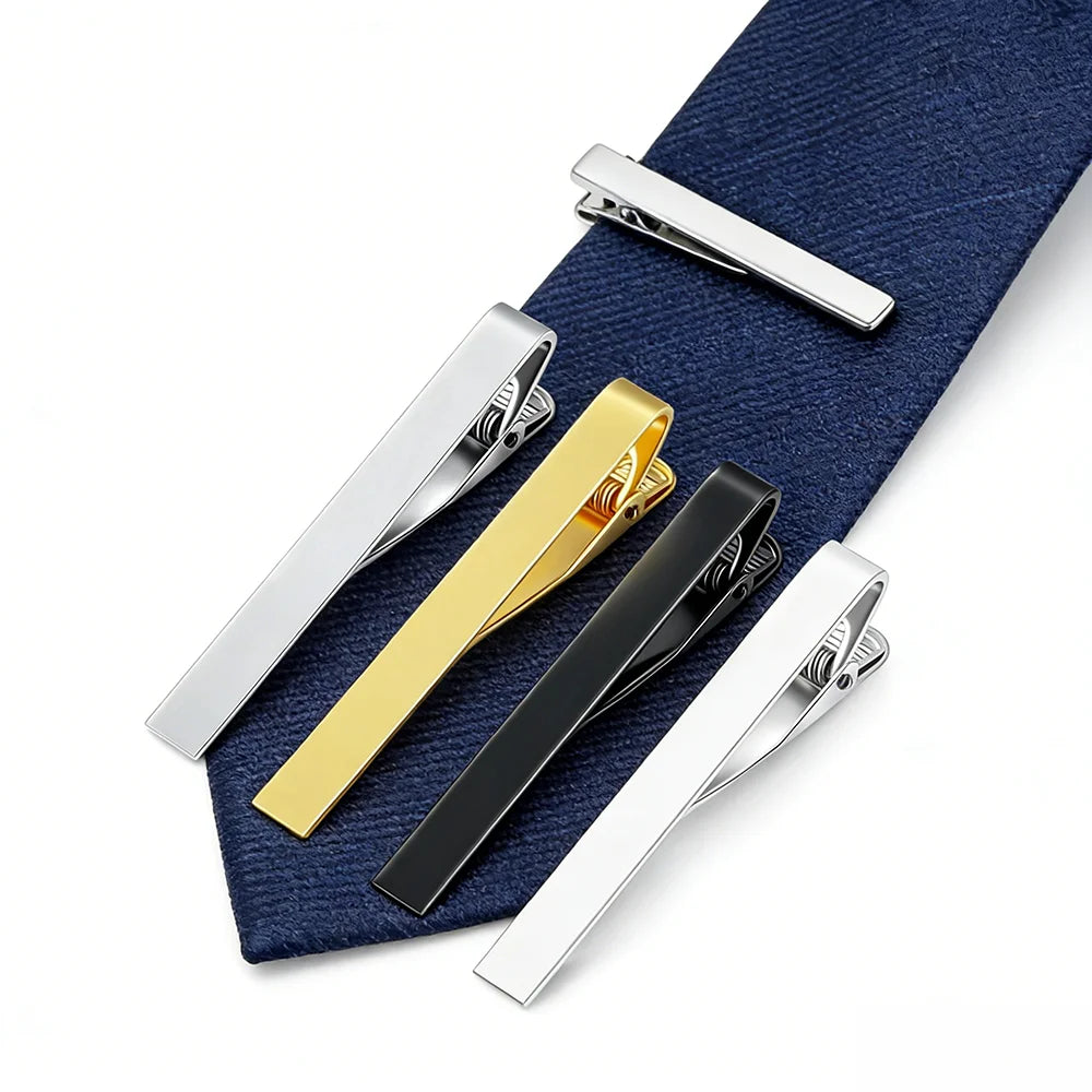 Tie Clips for Men's Metal Necktie Bar Dress Shirts Tie Pin for Wedding Ceremony Metal Silver Color Tie Clip Man Accessories