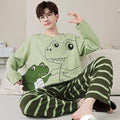 Men's Pajamas Spring Autumn 100% Cotton Youth Pajamas Student Suits Fashionable Sweet Cartoon Home Clothes For Men
