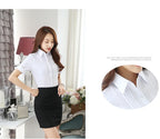 White Shirt Women Short Sleeve Blouse                                                                                             Working Clothes 2024 Summer Sweet Womens Tops Button Up Shirts OL Elegant Female Clothing