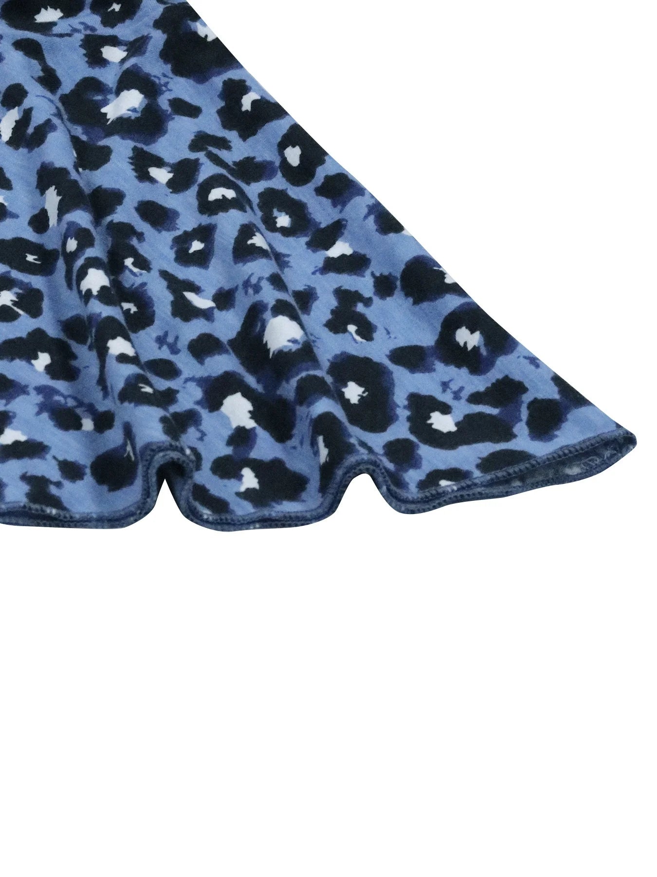 Plus Size Blue Leopard Print Bodycon Midi Dress V Neck Long Sleeve Lace up Ruffle Hem Women's Party Evening Wear