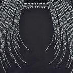 Women's Glittery Rhinestones Gymnastics Jumpsuit Sheer Mesh Patchwork Mock Neck Long Sleeve Dance Rompers One-piece Bodysuit