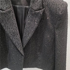 WTHT New Trendy Women's Heavy Industry Diamonds Slim Blazer 2025 Autumn Fashion Lapel Long Sleeves Jacket Female 1LS2291