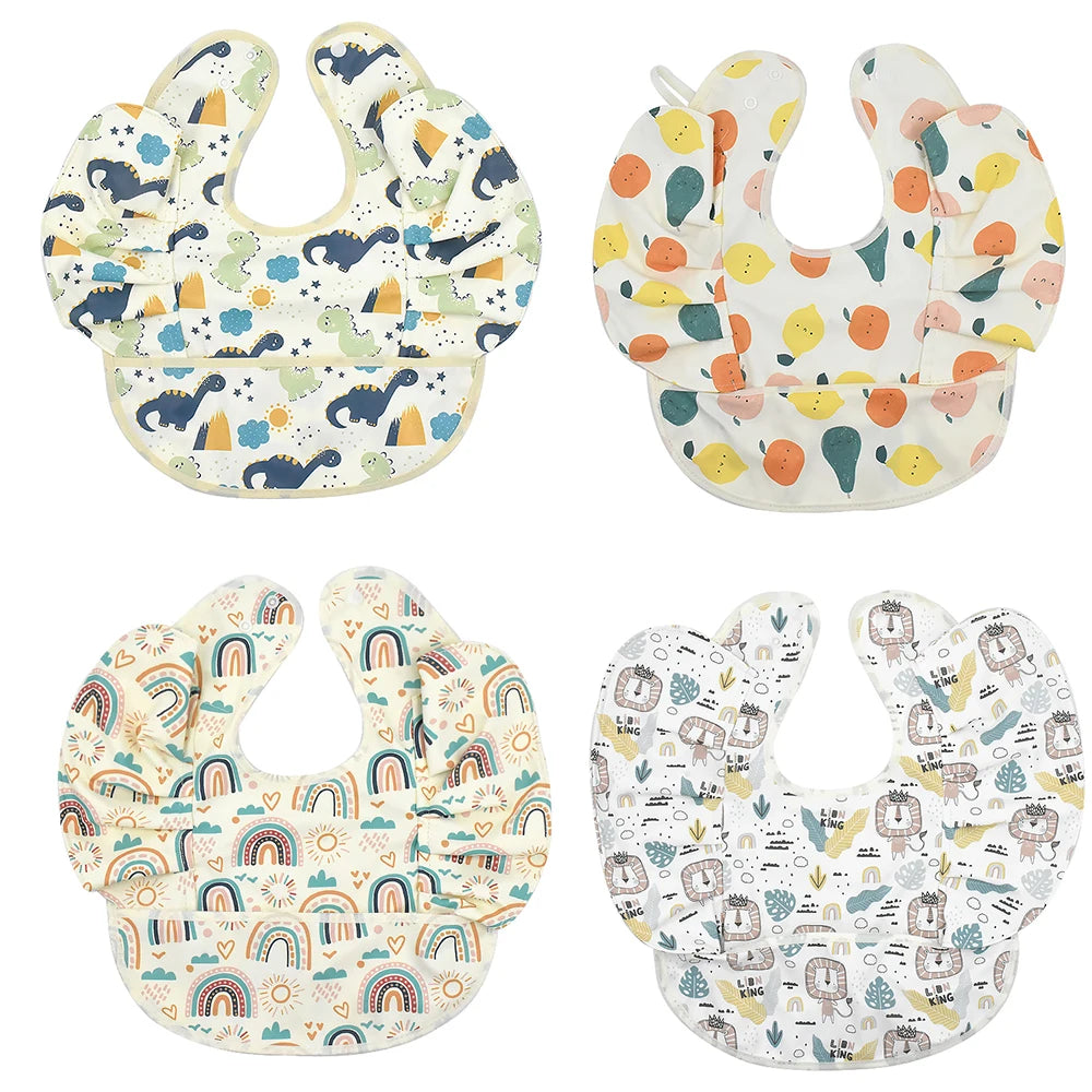 Baby Bibs INS Nordic Style Angel Feed Pocket Burp Girl Boy Infant Meals Bib Waterproof Easy Clean Cute Elephant Bibs Soft PU