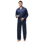 Men Pajamas Set Silk Satin Sleepwear