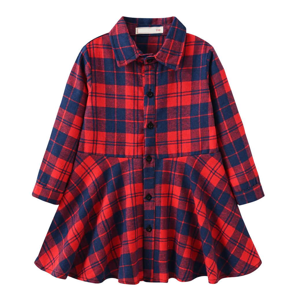 Girl's Shirt,Long Sleeve Girls Checked Dress,Fashion Sweet Teens Blouse,Lapel Letter Print Children's Plaid Tops,Princess Dress