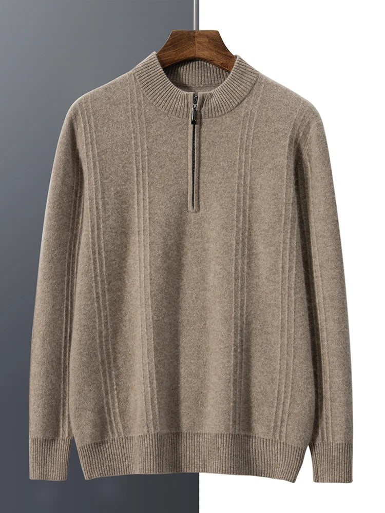 Men's Sweater Pullover Autumn Winter Sweater Warm Clothing 100% Cashmere Business Long Sleeve Classic Quality Mock Neck Knit Top