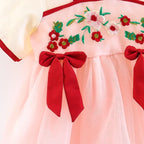 Children's Clothing Girl's Dress Summer New Cute Small Bow Flower Embroidery Improved Version Hanfu Ru Skirt