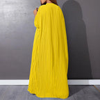 Women Eid Muslim Dresses Stand Collar Single Breasted Dubai Arab Vestidos Ramadan Casual Loose Kaftan Dress Solid Pleated