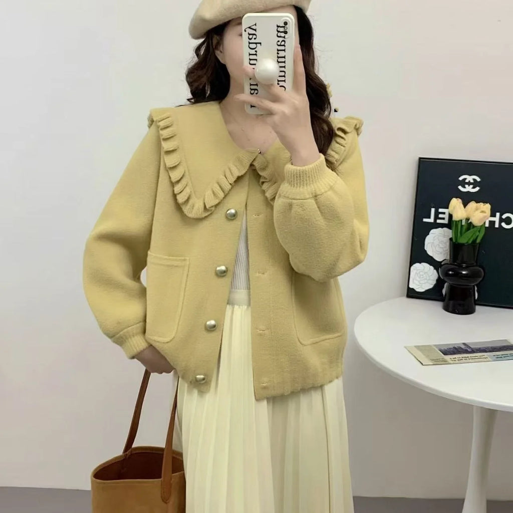 Women Jackets New Long Sleeve Doll Collar Women Jacket Black Elegant Jacket Coat Women Jaqueta Feminina Chaquetas De Mujer Q2180