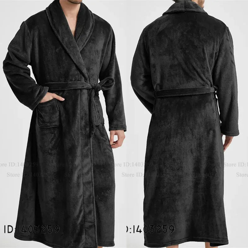 Winter Thicken Flannel Long Robe Couple Sleepwear
